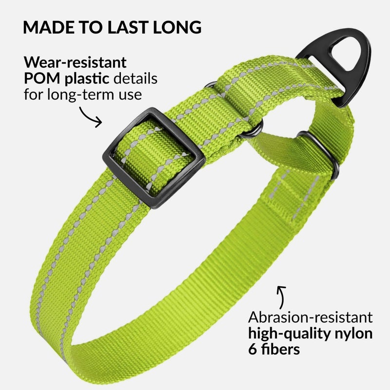 Collardirect Reflective Martingale Dog Collar Nylon Training Collars for Small Medium Large Dogs Puppy Pink Orange Green (M, Neck Size 13"-18", Lime Green) - Image 4
